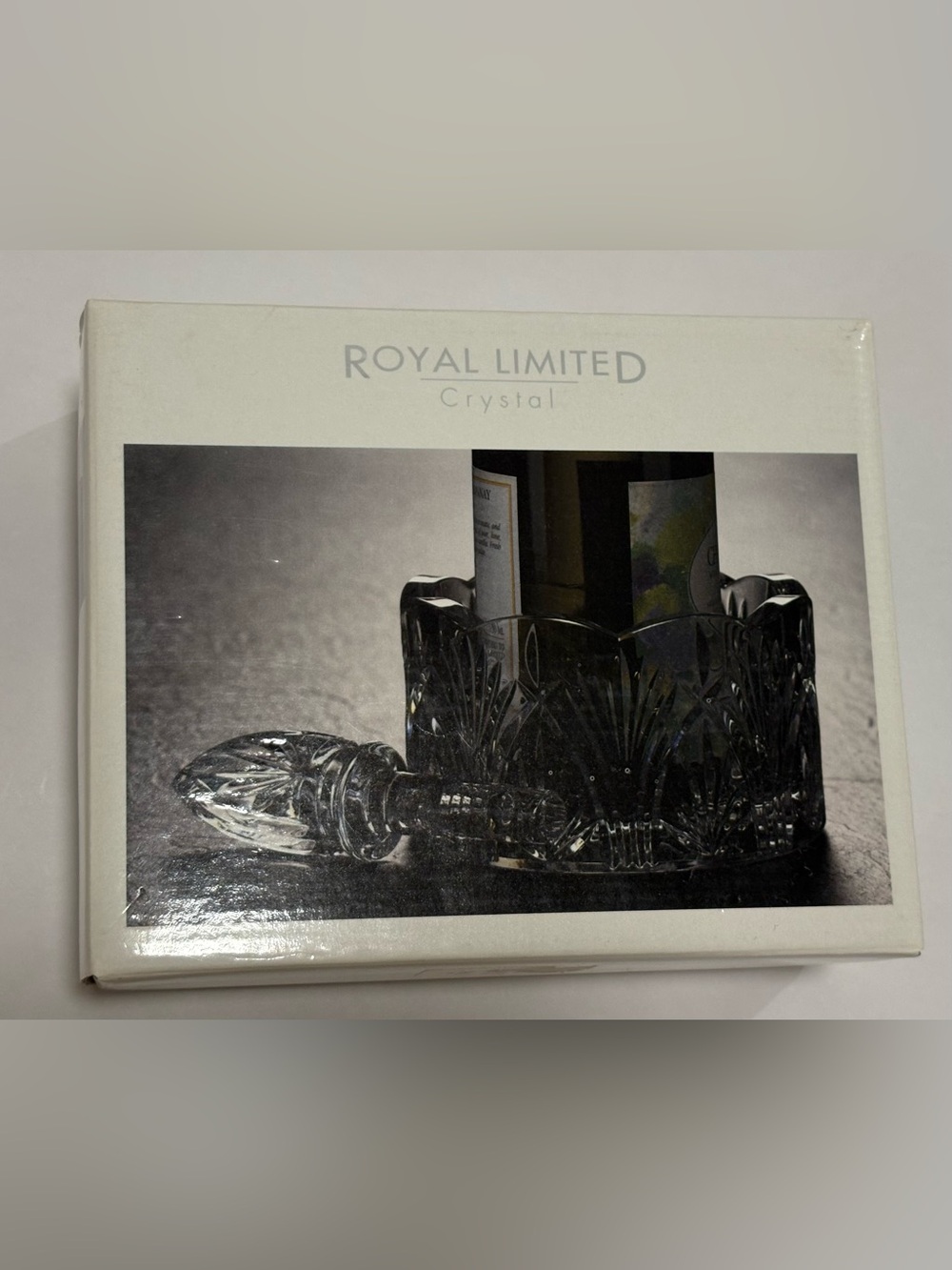 Royal Limited Lead Crystal Traditional Wine Coaster & Bottle Stopper Set